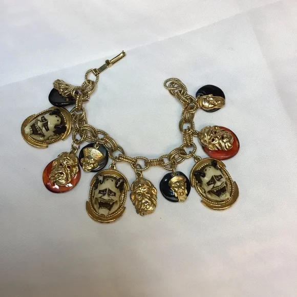 VINTAGE FLORENZA JAPANESE DEVIL NOH BRACELET SIGNED